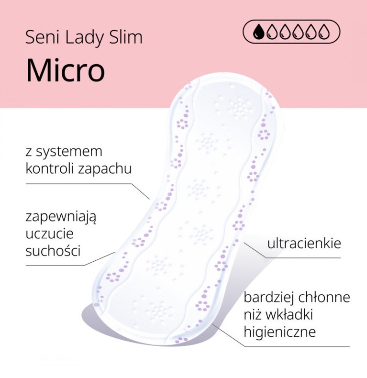 Wkładki urologiczne 28szt Seni Lady Slim Micro - obrazek 2